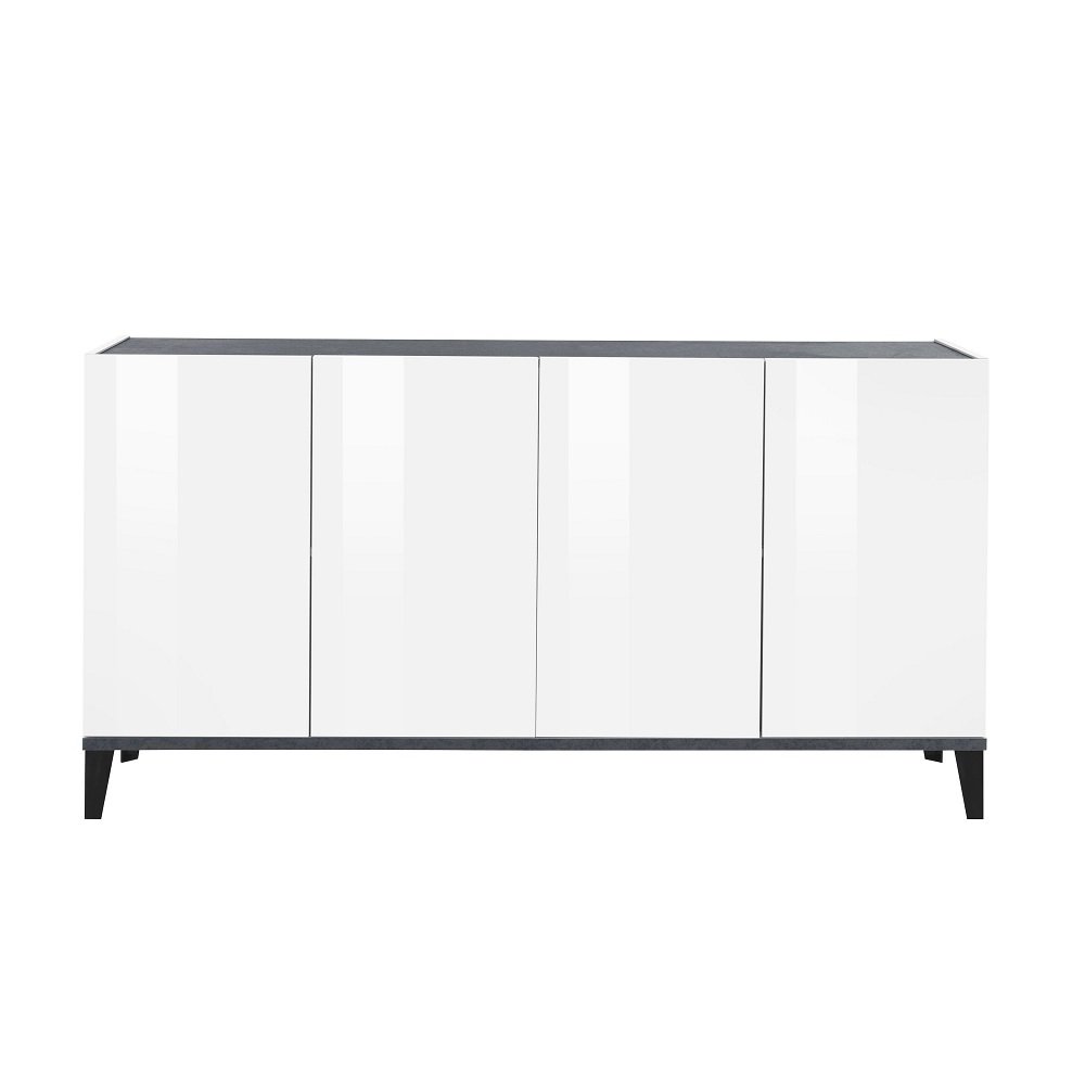 Buffet bas VALIE blanc, gris ardoise 4 portes