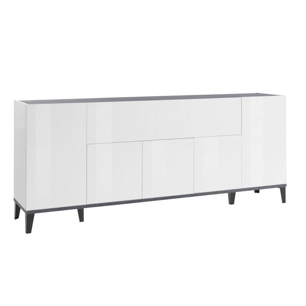 Buffet bas VALIE blanc, ardoise 1 porte centrale rabattable