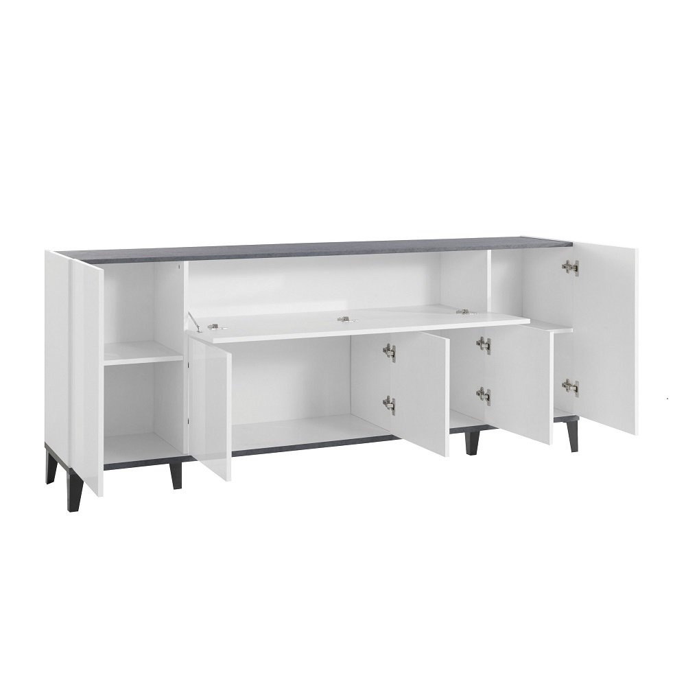 Buffet bas VALIE blanc, ardoise 1 porte centrale rabattable