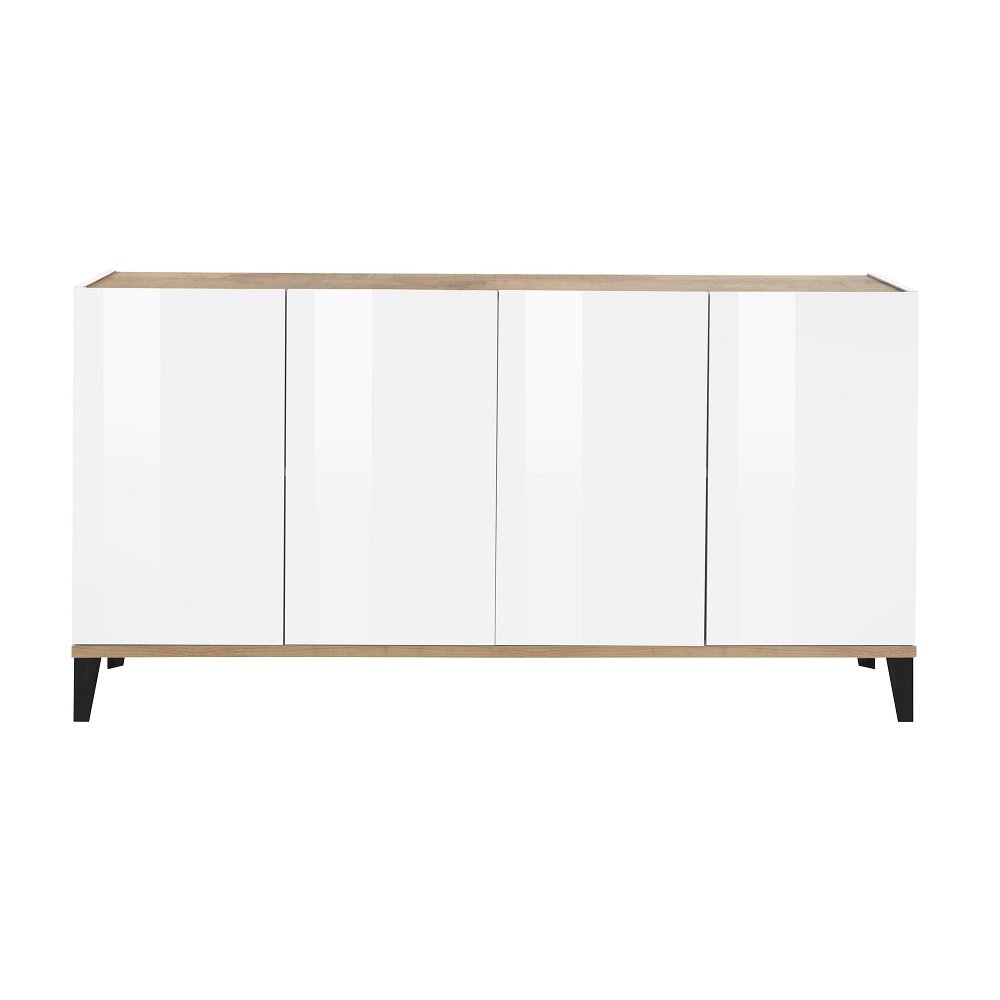 Buffet bas VALIE blanc, érable 4 portes
