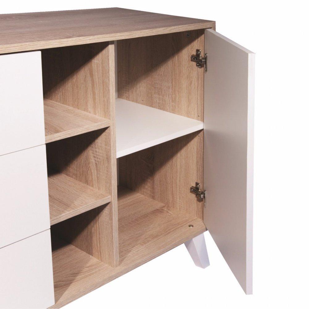 Buffet design scandinave SQUARE 1 porte 3 tiroirs blanc