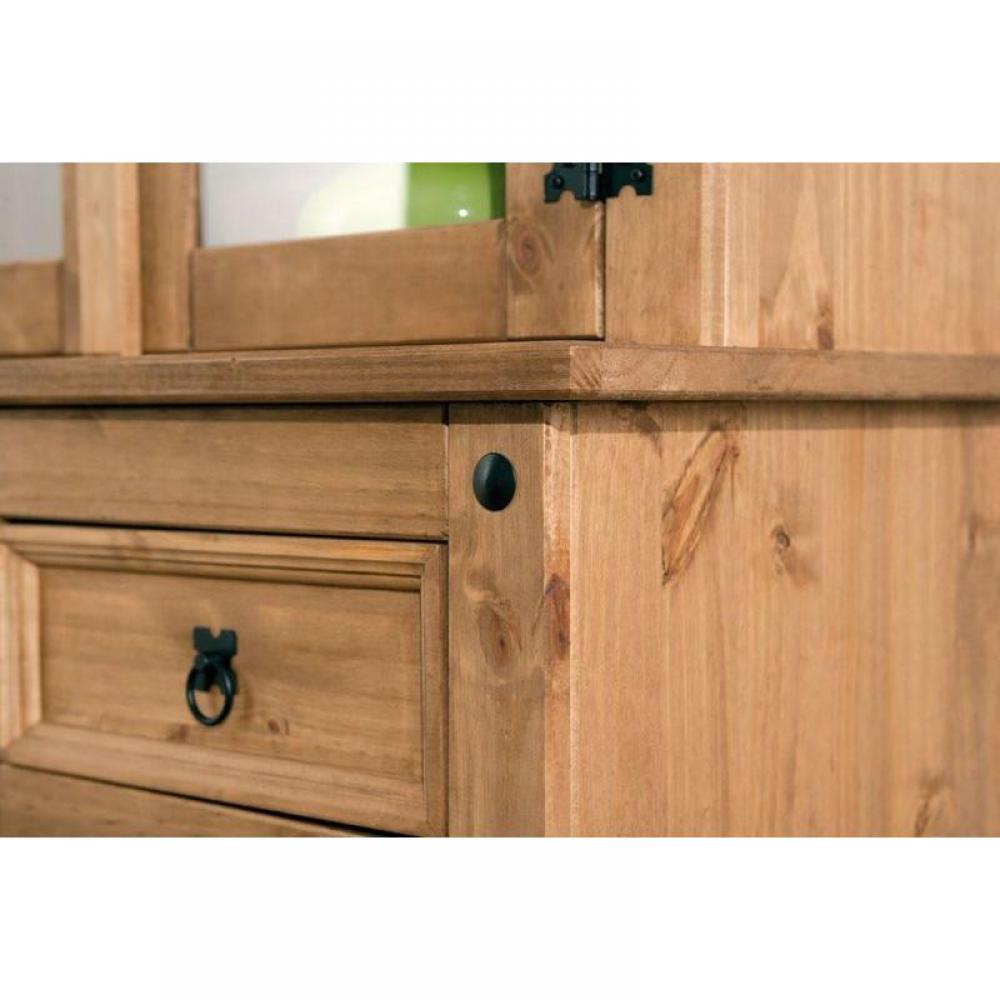 Buffet haut rustique  MEX en pin massif 2 portes battantes et 2 tablettes