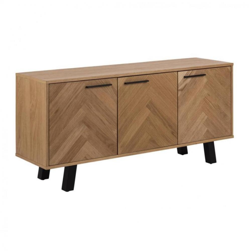 Buffet 3 Portes BRYANT chêne pieds chêne laqué noir mat 