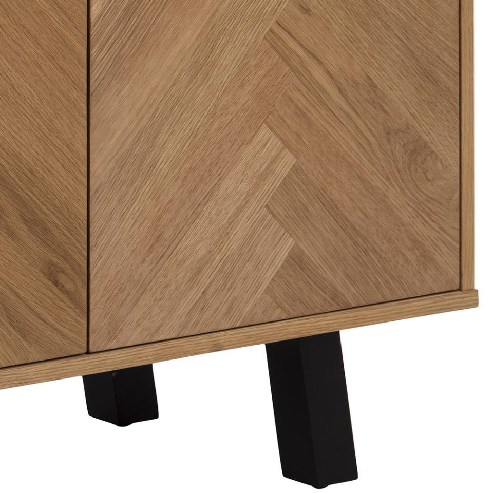 Buffet 3 Portes BRYANT chêne pieds chêne laqué noir mat 