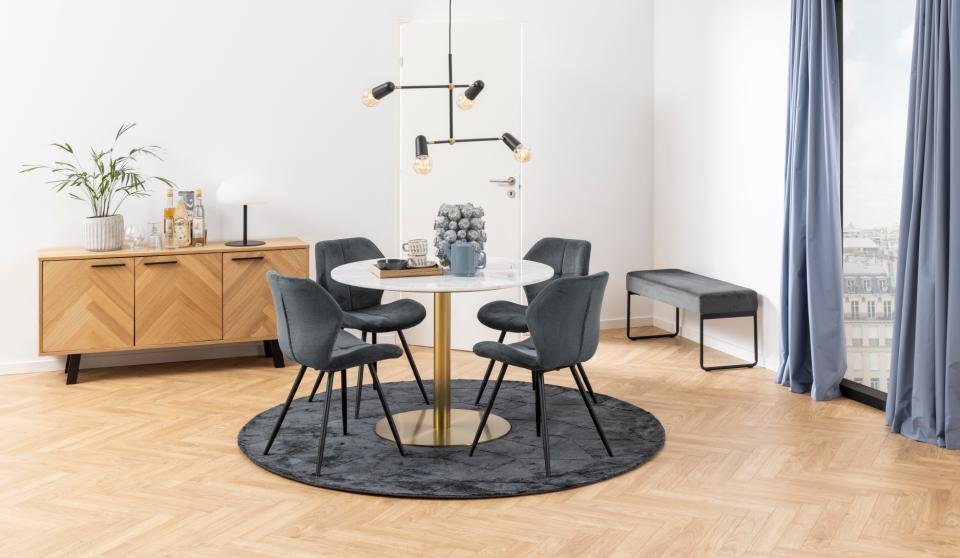 Buffet 3 Portes BRYANT chêne pieds chêne laqué noir mat 