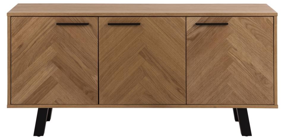Buffet 3 Portes BRYANT chêne pieds chêne laqué noir mat 