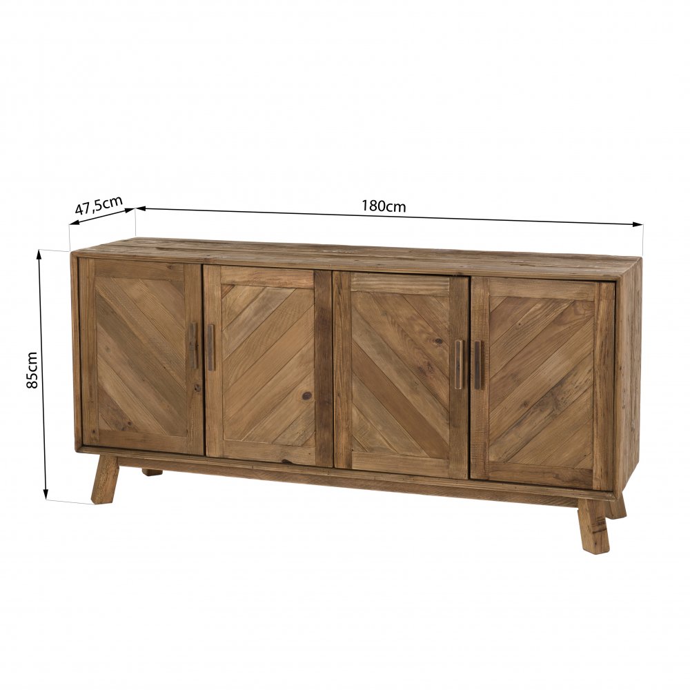 Buffet 4 portes SANDY Scandinave  en bois Pin recyclé