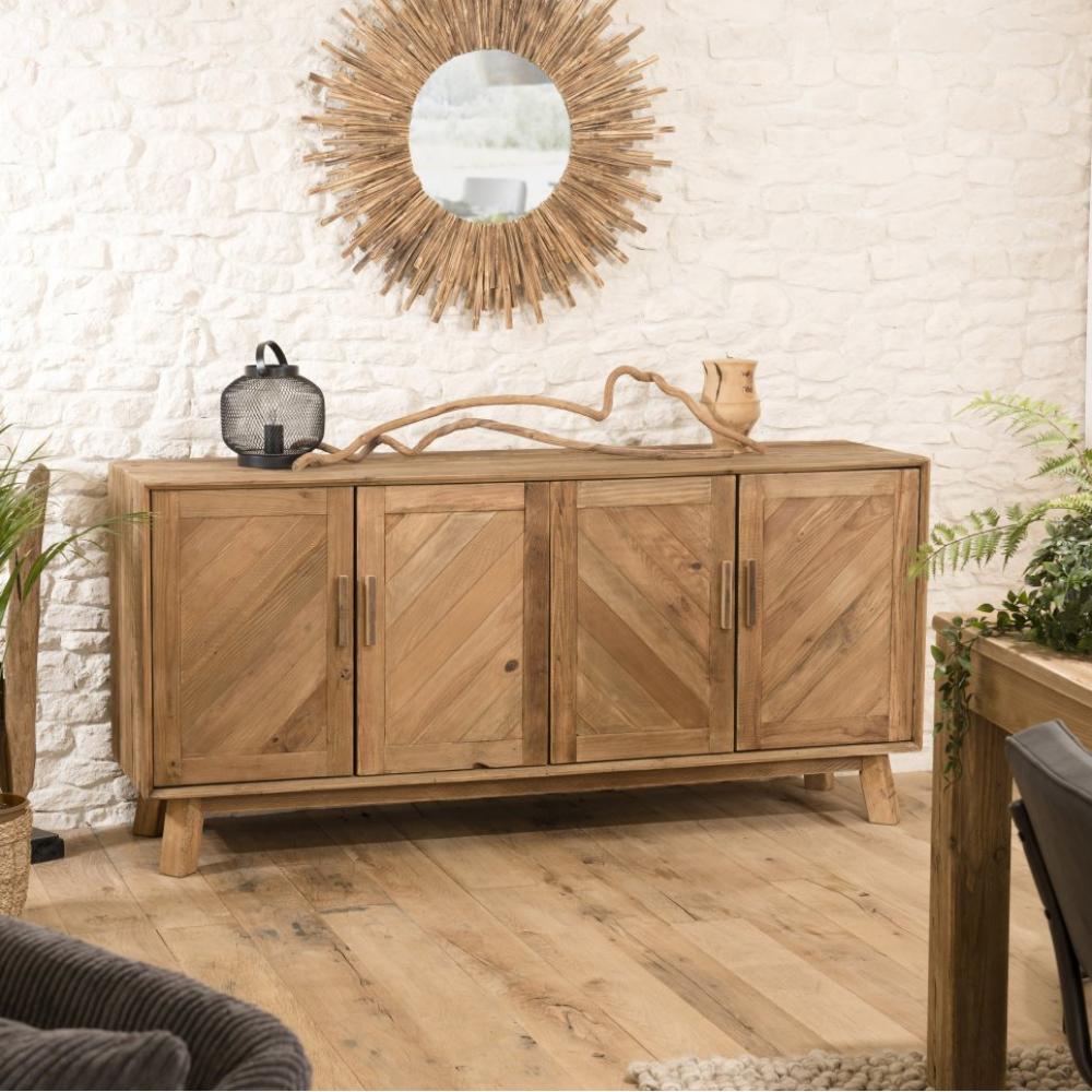Buffet 4 portes SANDY Scandinave  en bois Pin recyclé
