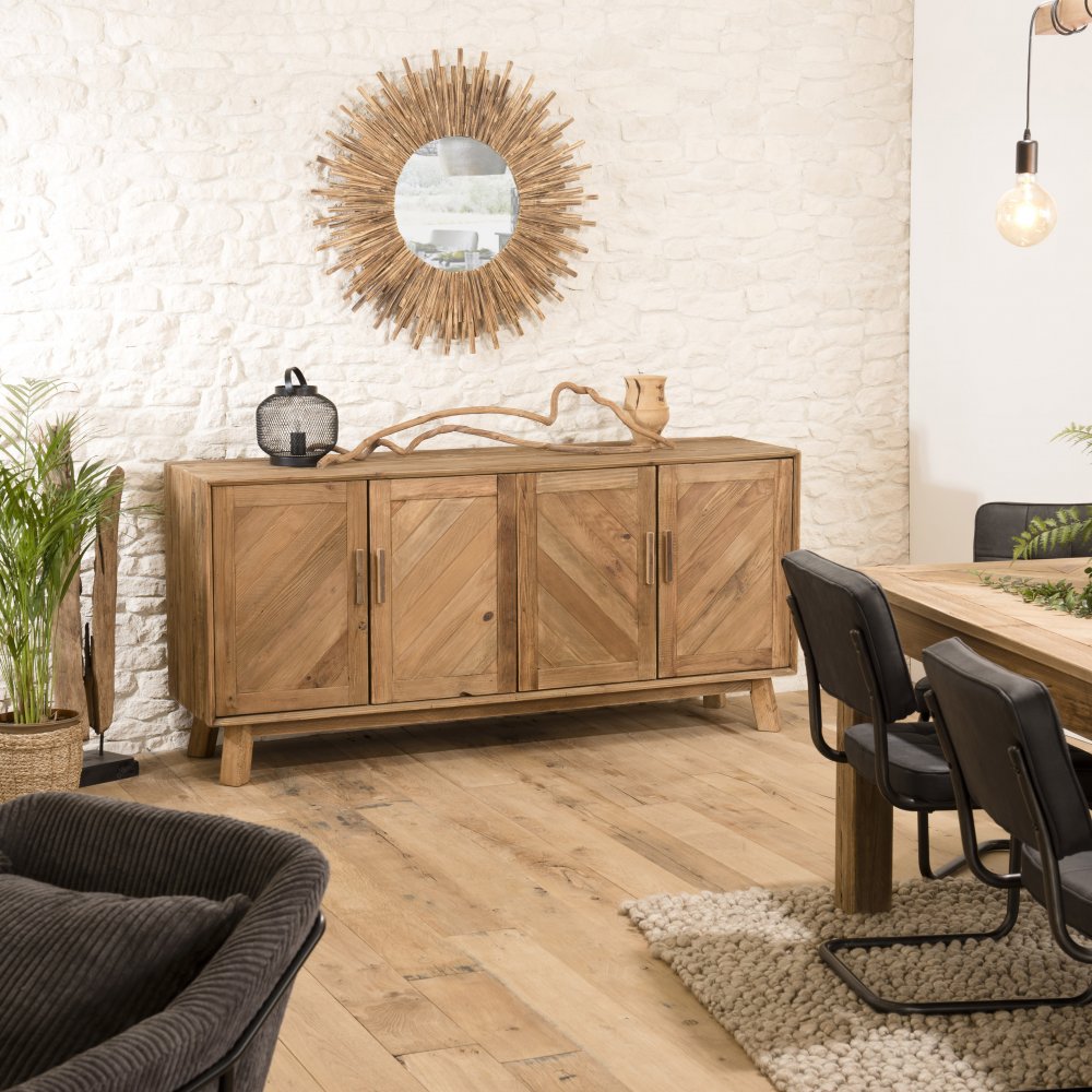 Buffet 4 portes SANDY Scandinave  en bois Pin recyclé