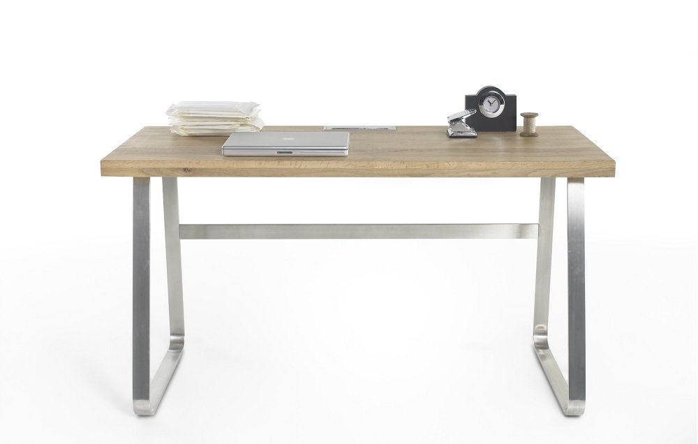 Bureau BEATA chêne huilé piétement métal brossé