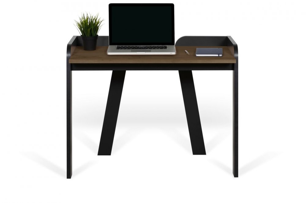 Bureau design MAYA plateau noyer avec piétement noir