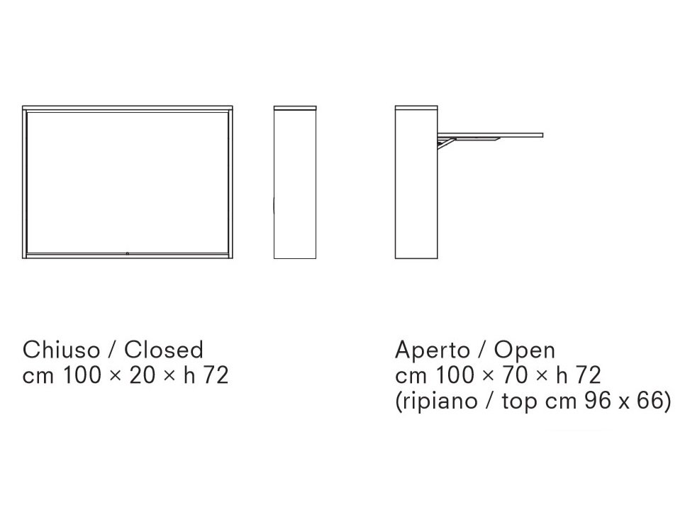 Table/bureau mural pliant BUREAU avec 3 chaises ZETA blanches incluses