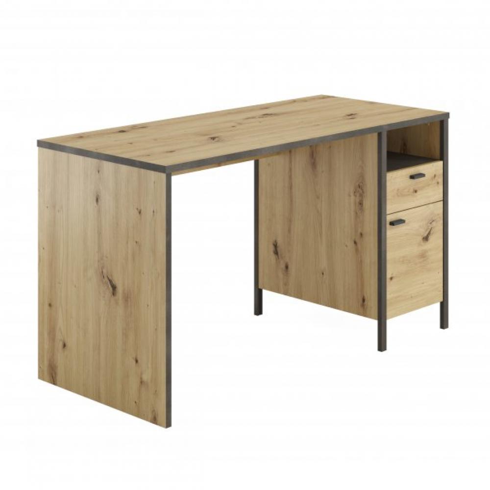Bureau Industriel INOUI finition chêne artisan et acier foncé