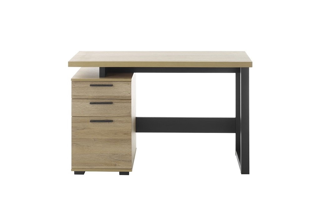 Bureau design MILA 2 tiroirs 1 porte décor chêne