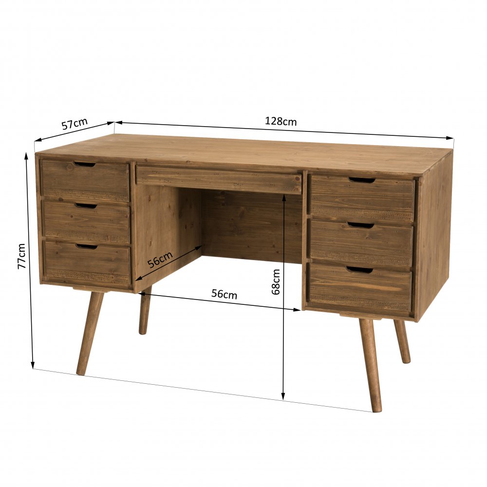 Bureau scandinave 6 Tiroirs ANDY En Bois sapin
