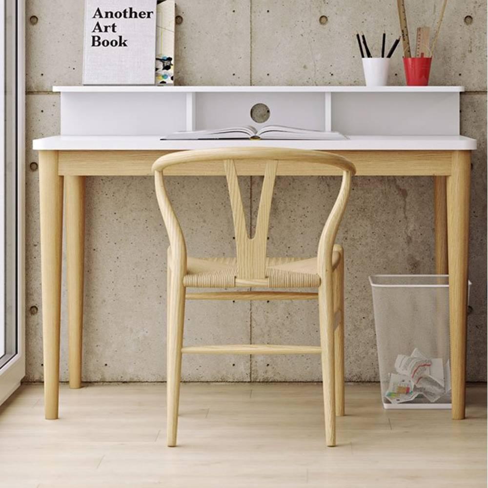 bureau XIRA chêne avec plateau blanc
