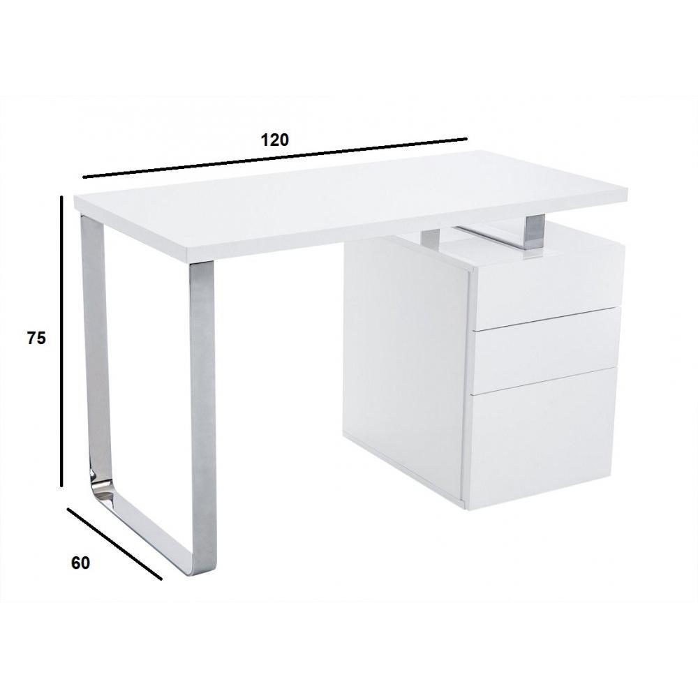 Bureaux, meubles et rangements, Bureau MASDROVIA 120 x 60 blanc brillant  avec caisson 3 tiroirs