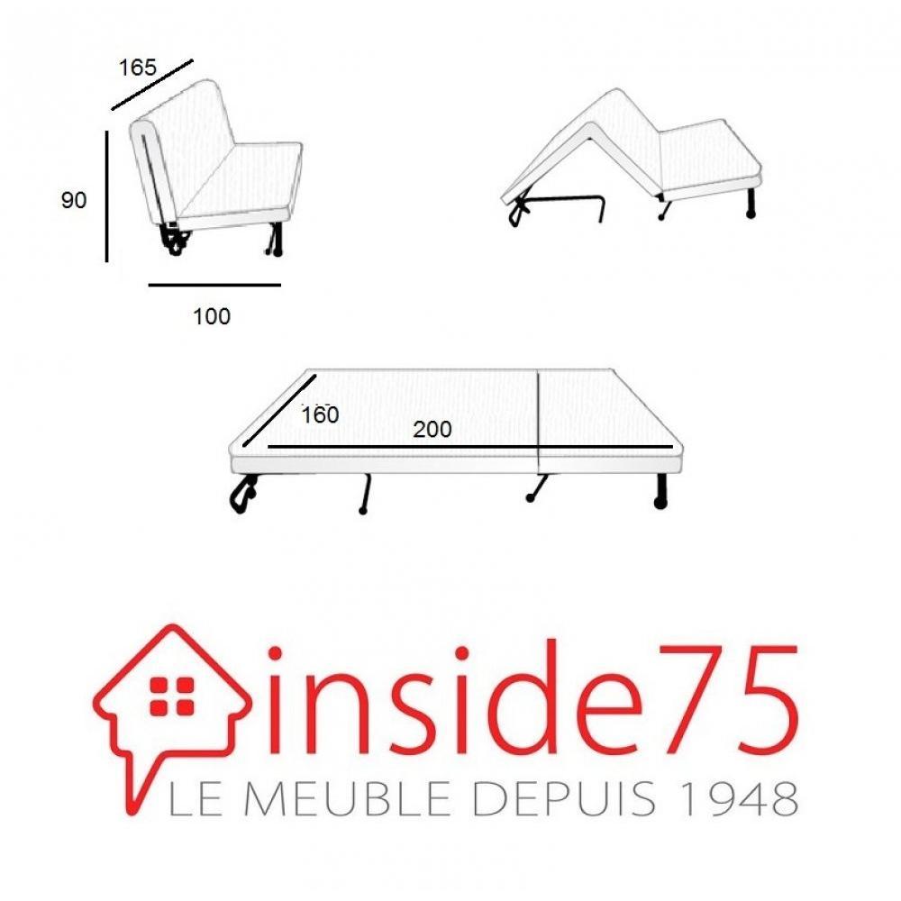 Banquette BZ convertible AXEL à imprimés triangles gris et noir 160*200cm matelas confort BULTEX