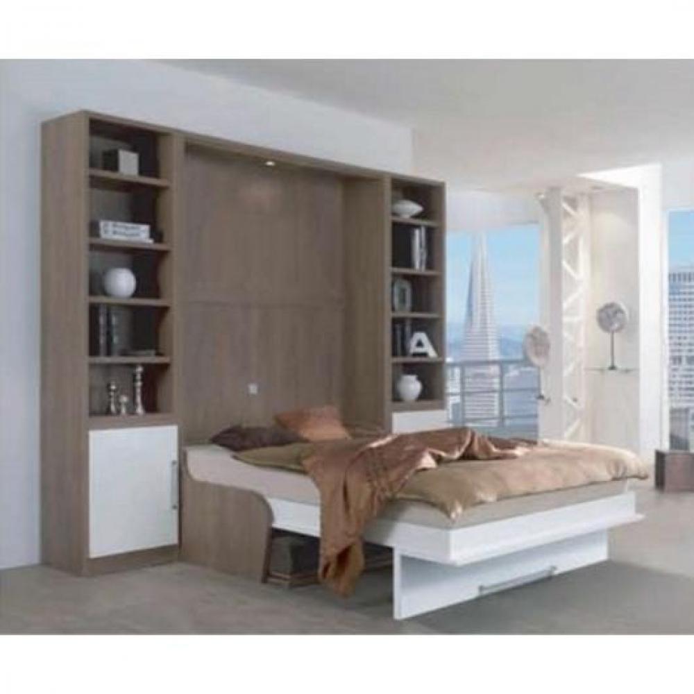 Armoire lit escamotable CAMrevêtement polyuréthaneS JACQUELIN autoporteur avec canapé Couchage 140cm
