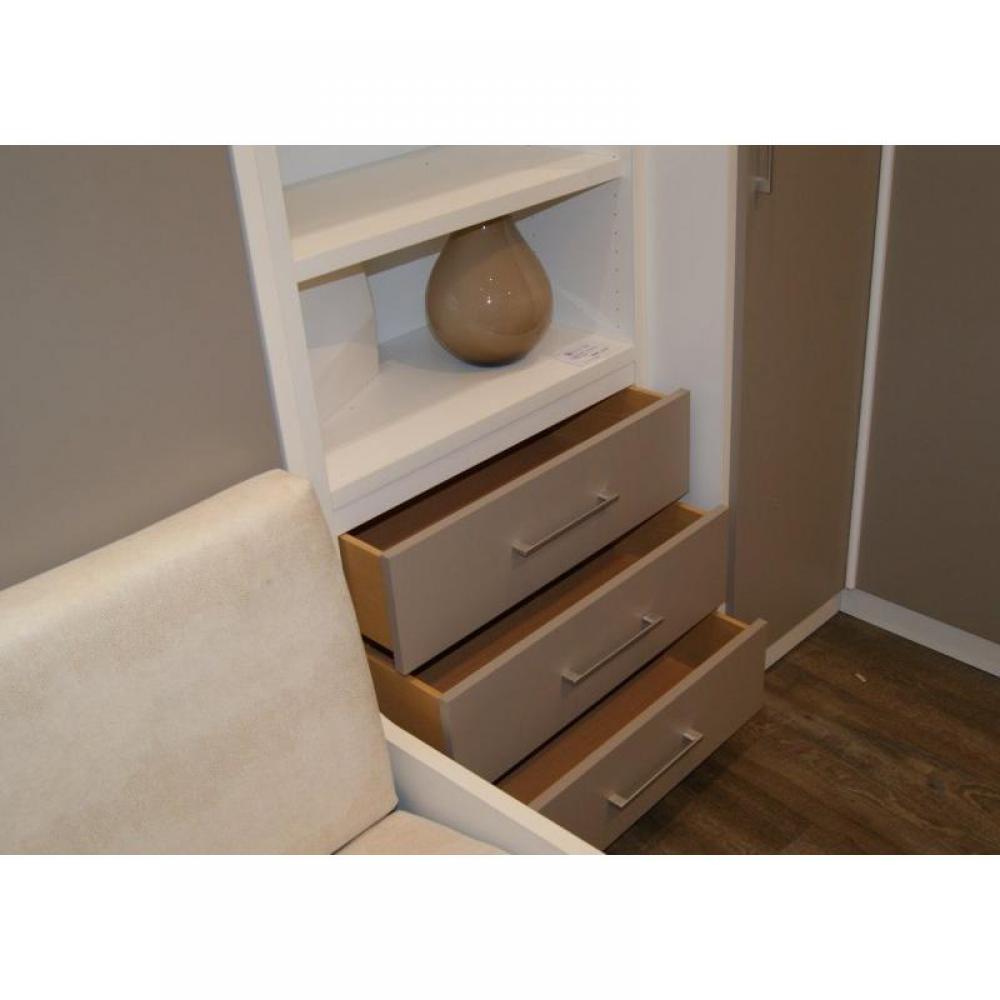 Armoire lit escamotable CAMrevêtement polyuréthaneS JACQUELIN autoporteur avec canapé Couchage 140cm