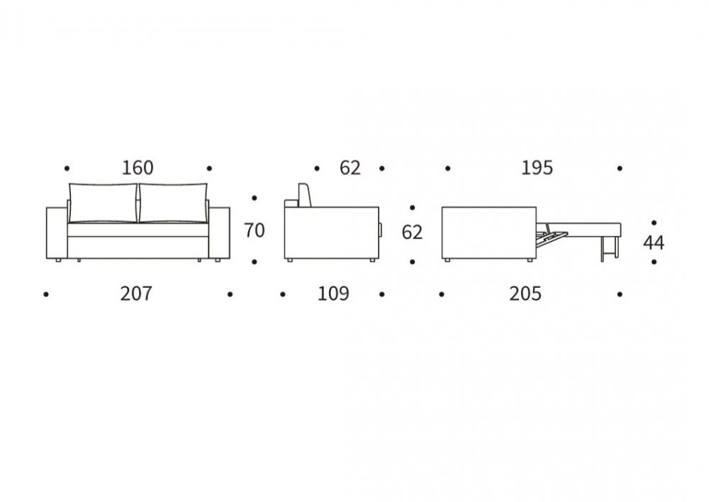 INNOVATION LIVING  Canapé NEAH STANDARD convertible 160x195 tissu Twist Charcoal