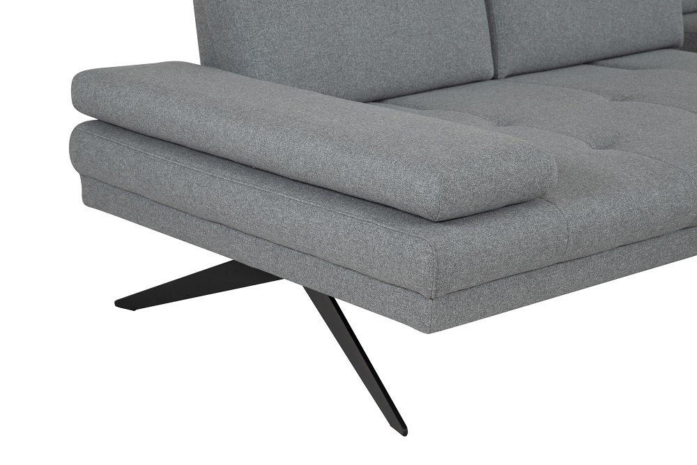 Canapé angle FERNIE double profondeur méridienne gauche têtière tissu gris 296 x 179 cm