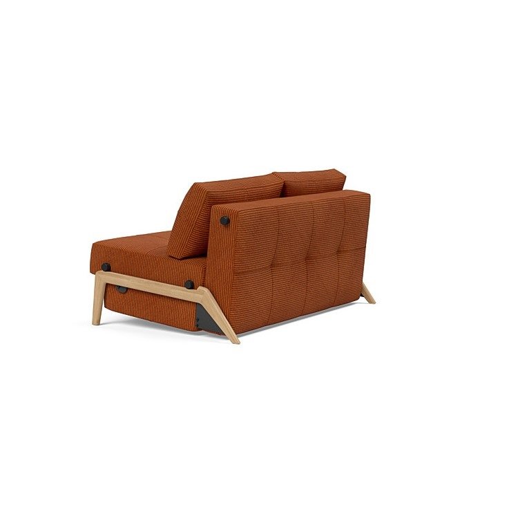 INNOVATION LIVING  Canapé design CUBED WOOD 02 convertible lit 200x140 cm tissu Corduroy Burnt Orange