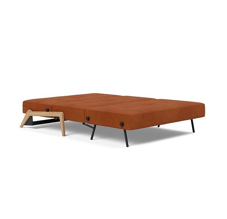 INNOVATION LIVING  Canapé design CUBED WOOD 02 convertible lit 200x140 cm tissu Corduroy Burnt Orange