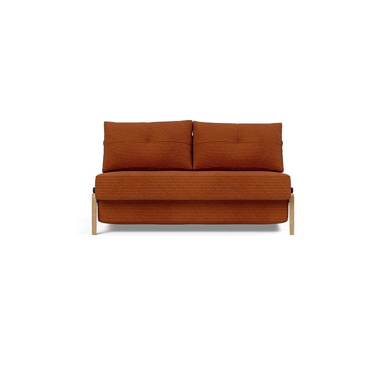 INNOVATION LIVING  Canapé design CUBED WOOD 02 convertible lit 200x140 cm tissu Corduroy Burnt Orange