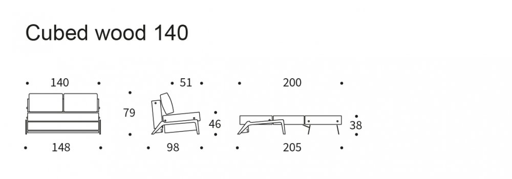 INNOVATION LIVING  Canapé design CUBED WOOD 02 convertible lit 200x140 cm tissu Elegance Burned Curry