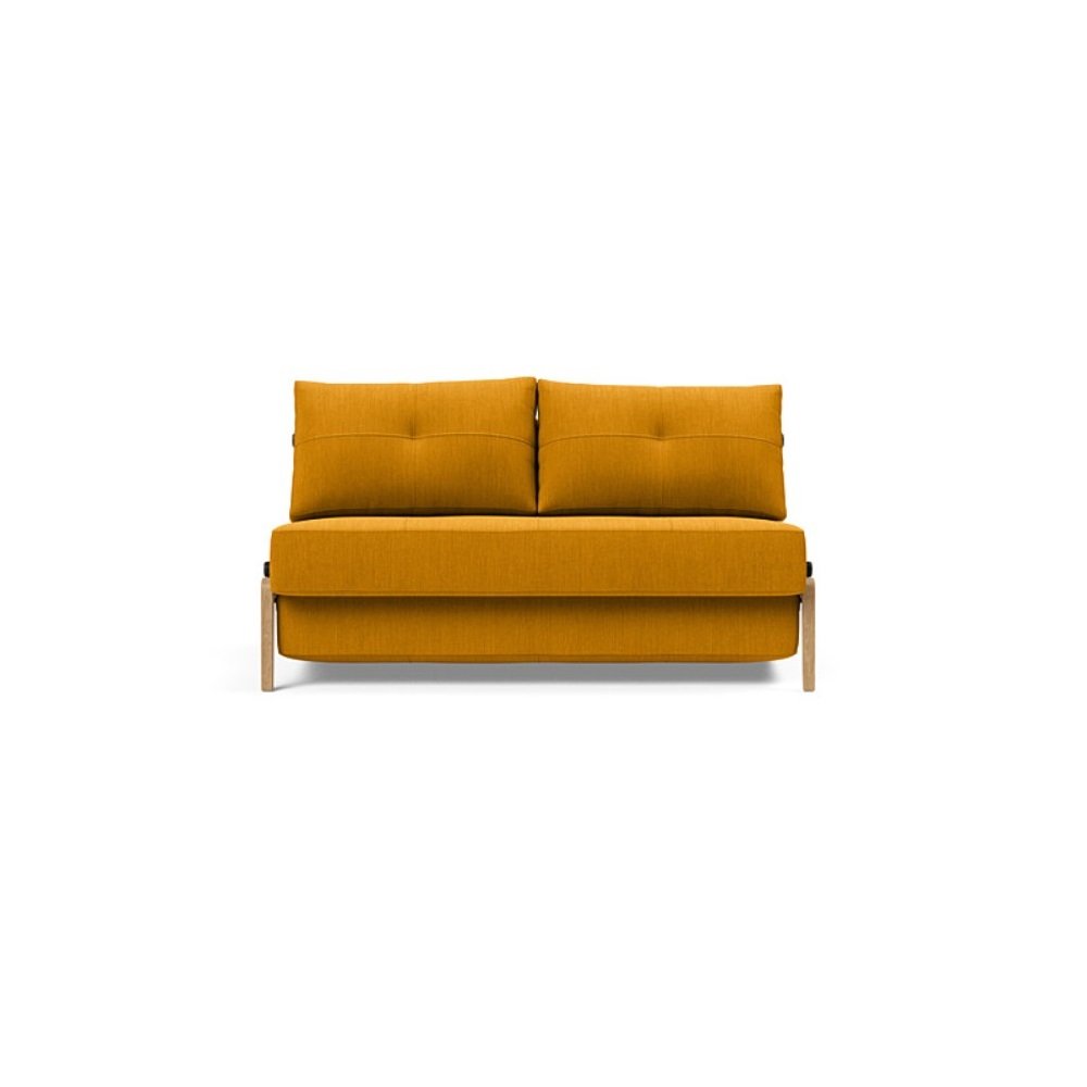 INNOVATION LIVING  Canapé design CUBED WOOD 02 convertible lit 200x140 cm tissu Elegance Burned Curry