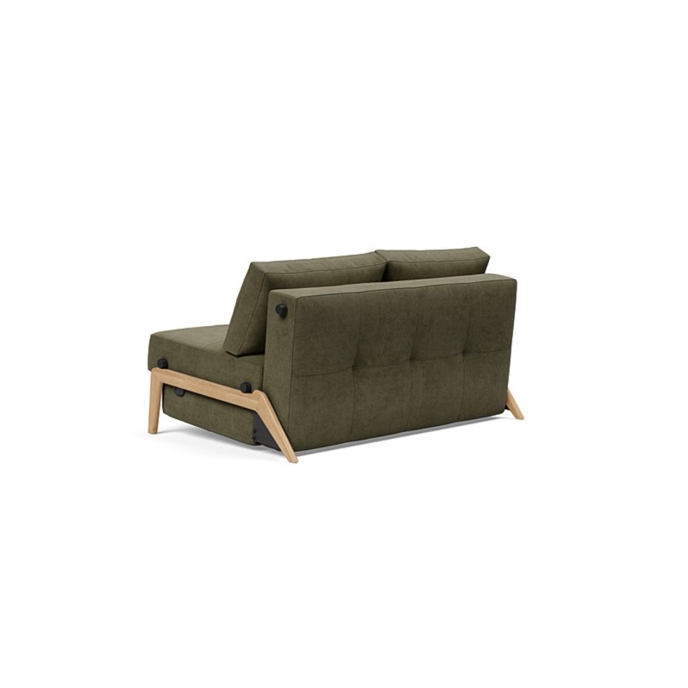 INNOVATION LIVING  Canapé design CUBED WOOD 02 convertible lit 200x140 cm tissu Cordufine Pine Green