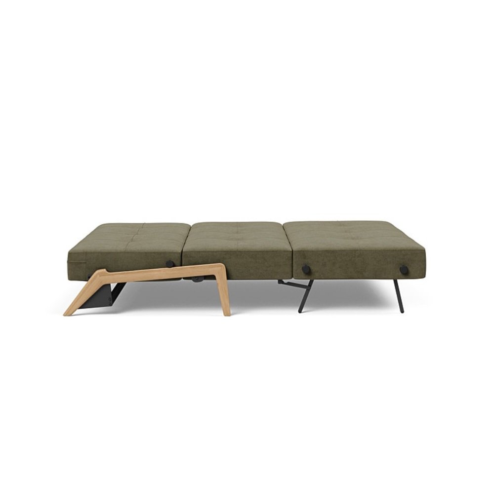 INNOVATION LIVING  Canapé design CUBED WOOD 02 convertible lit 200x140 cm tissu Cordufine Pine Green