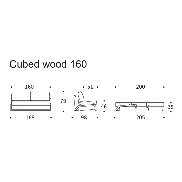 INNOVATION LIVING  Canapé design CUBED WOOD 02 convertible lit 200x160 cm tissu Avella Pine Green
