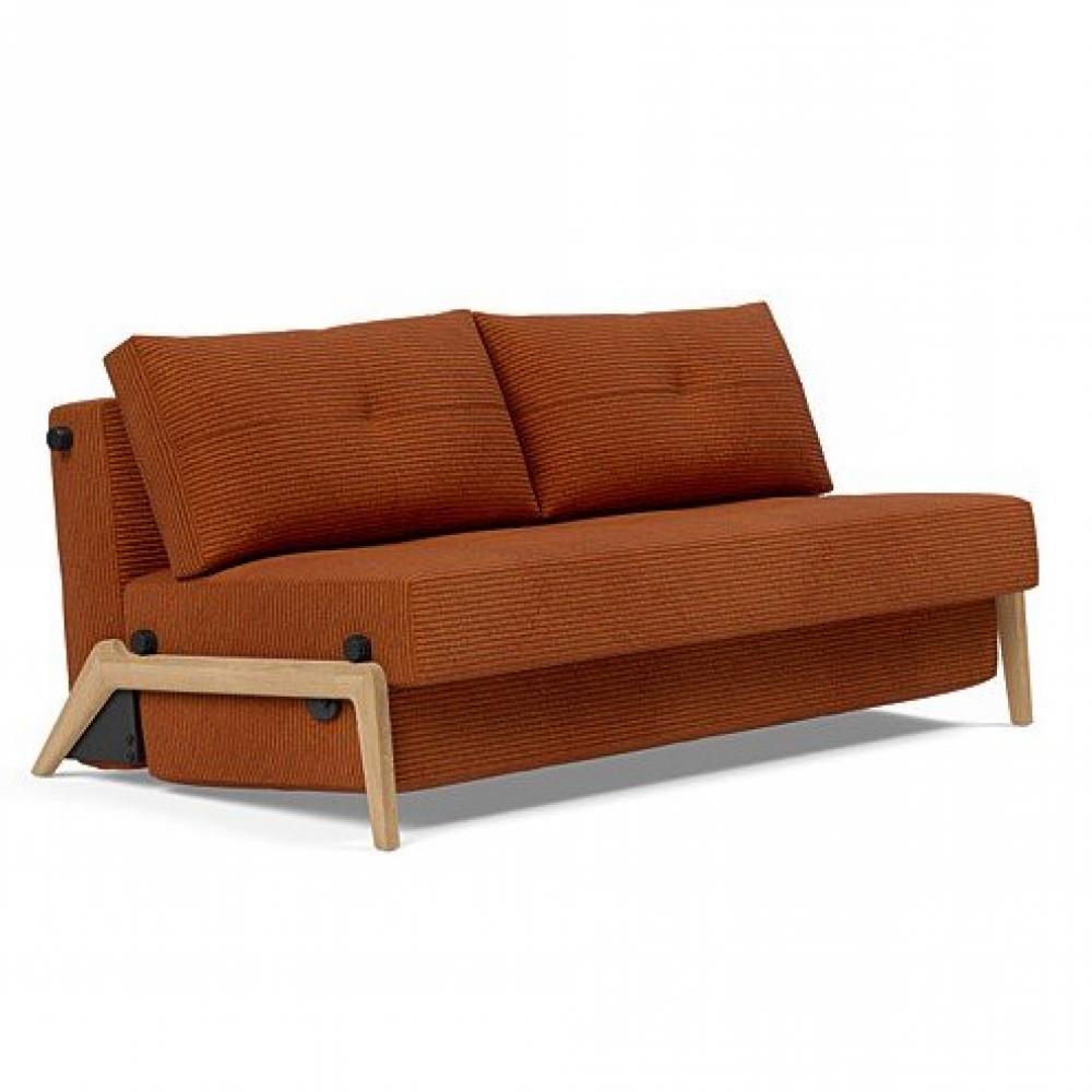 INNOVATION LIVING  Canapé design CUBED WOOD 02 convertible lit 200x160 cm tissu Corduroy Burnt Orange