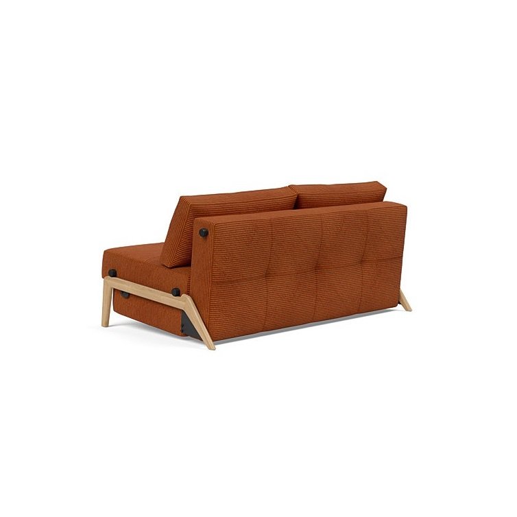 INNOVATION LIVING  Canapé design CUBED WOOD 02 convertible lit 200x160 cm tissu Corduroy Burnt Orange