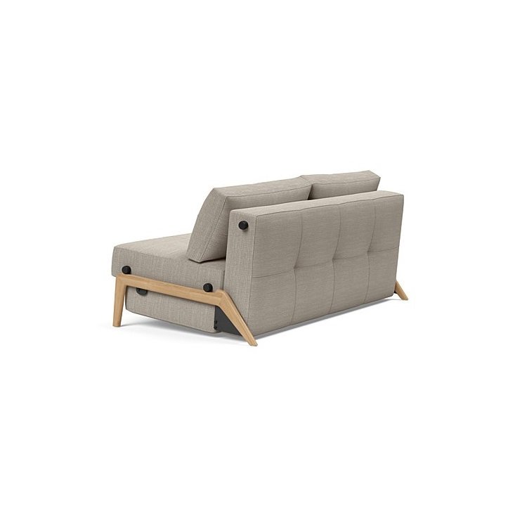 INNOVATION LIVING  Canapé design CUBED WOOD 02 convertible lit 200x160 cm tissu Kenya Gravel