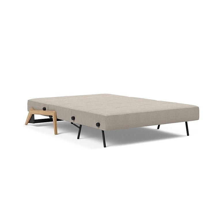 INNOVATION LIVING  Canapé design CUBED WOOD 02 convertible lit 200x160 cm tissu Kenya Gravel