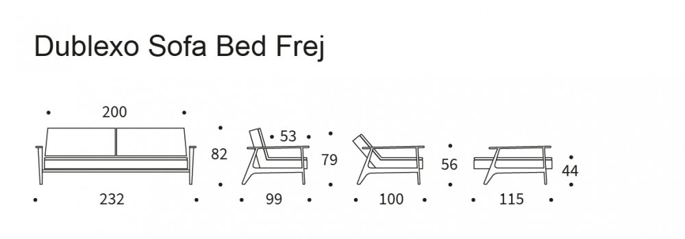 INNOVATION LIVING  Canapé lit design DUBLEXO FREJ tissu Twist Charcoal convertible 115*210 cm accoudoirs laqués noir