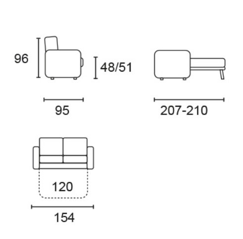 Canapé convertible EXPRESS 120 cm GEMMA sommier métal matelas 17 cm 