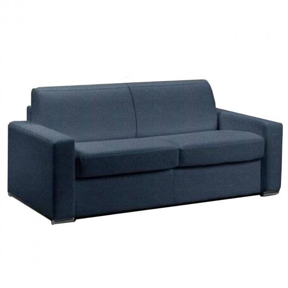 Canapé convertible express 120 IMPERIAL matelas 22 cm sommier lattes tweed Twist bleu nuit