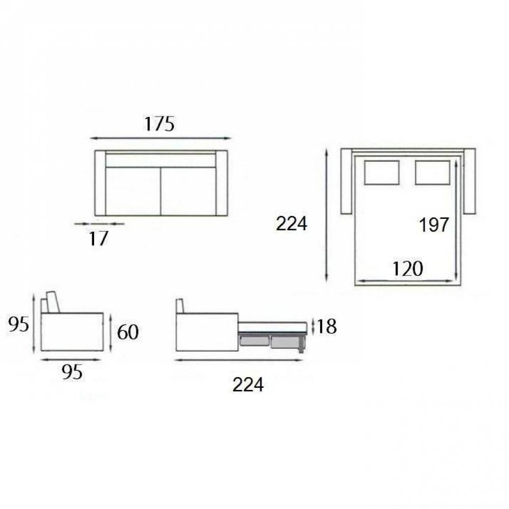 Canapé convertible express 120 IMPERIAL matelas 22 cm sommier lattes tweed Twist bleu nuit
