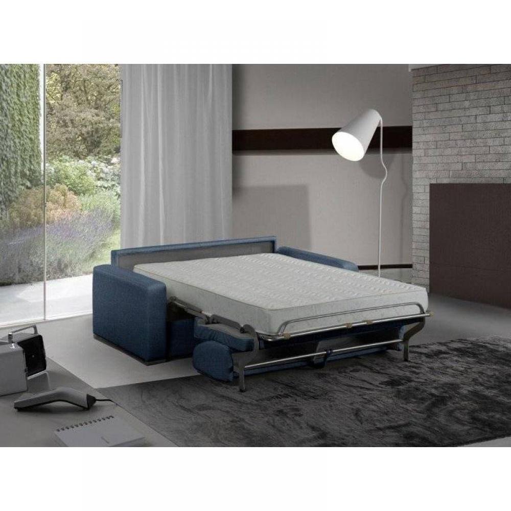 Canapé convertible express 120 IMPERIAL matelas 22 cm sommier lattes tweed Twist bleu nuit