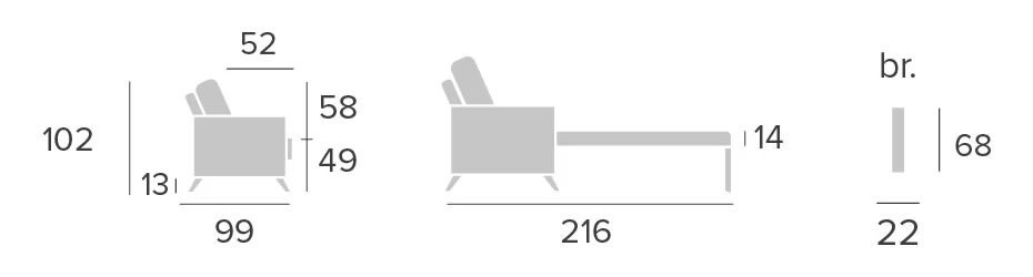 Canapé convertible express 120 cm SALOME métal matelas 14 cm accoudoirs larges