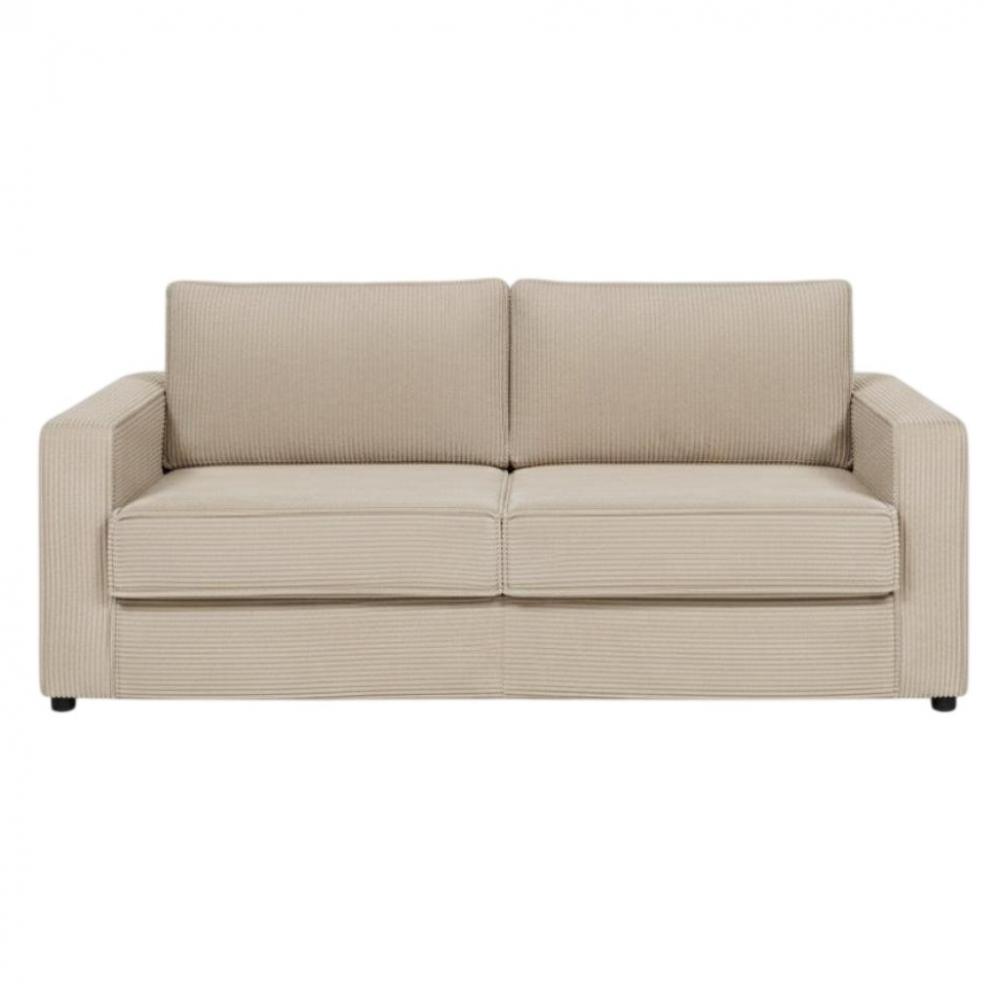 Canapé convertible express 140 OSCAR dossier moelleux matelas 14cm velours côtelé crème