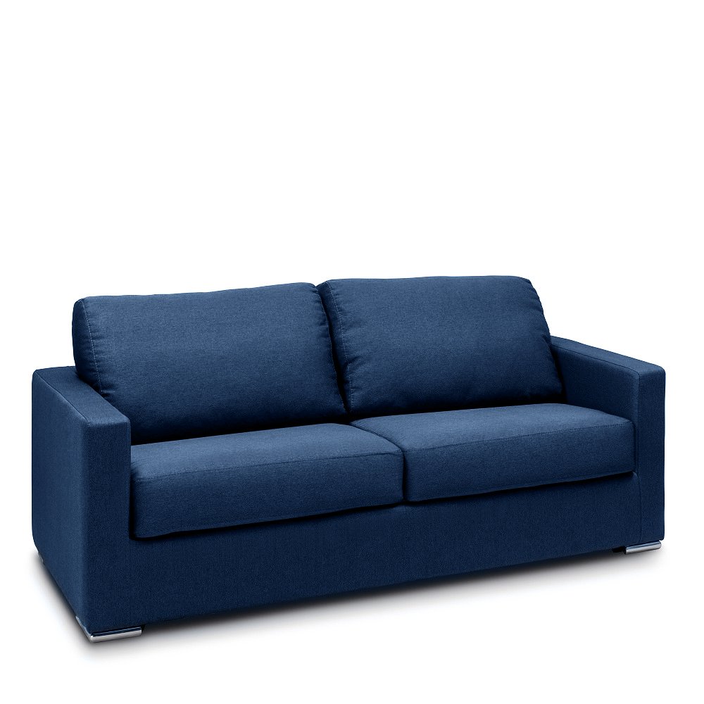 Canapé convertible ALPHA ouverture EXPRESS couchage 140 cm dossier moelleux tissu bleu cobalt