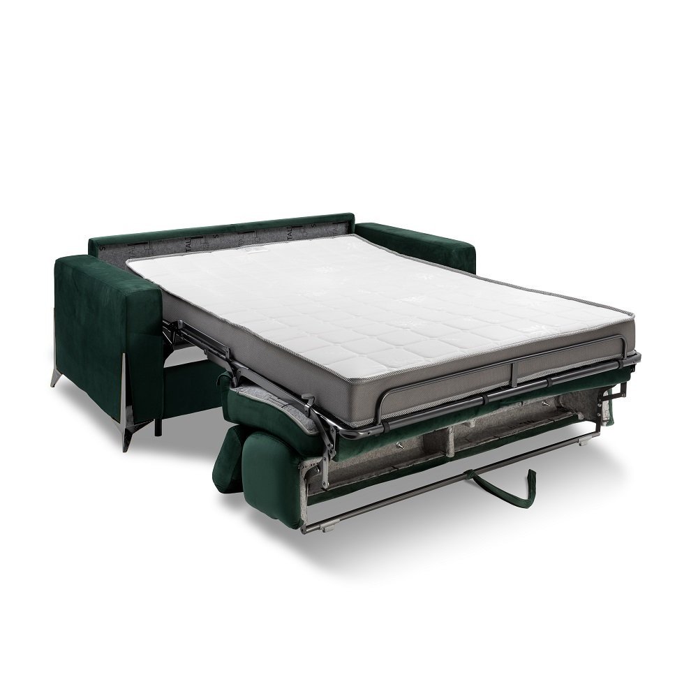 Canapé express BOULOGNE convertible 160 cm sommier lattes matelas 16cm pieds métal noir 
