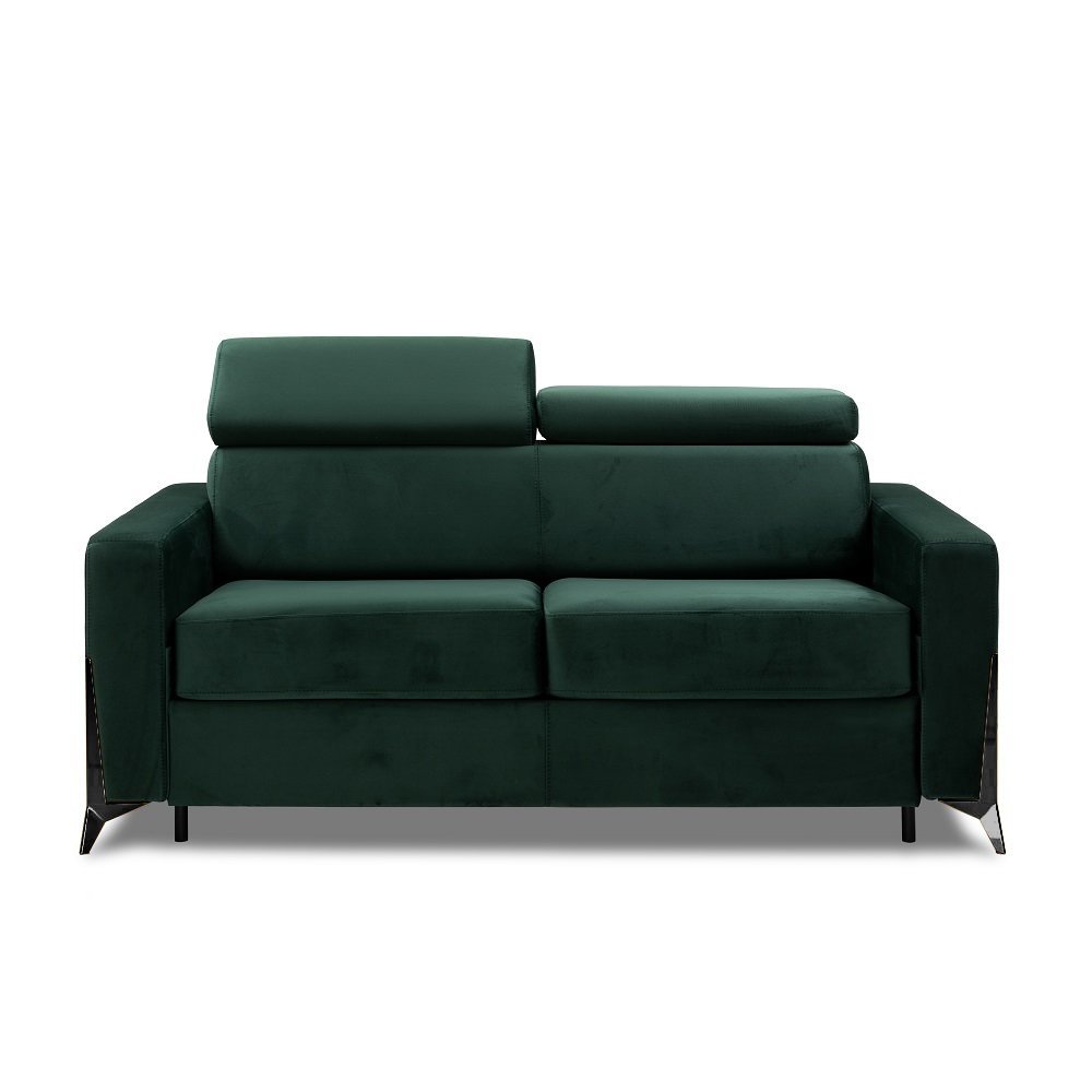 Canapé express BOULOGNE convertible 160 cm sommier lattes matelas 16cm pieds métal noir 