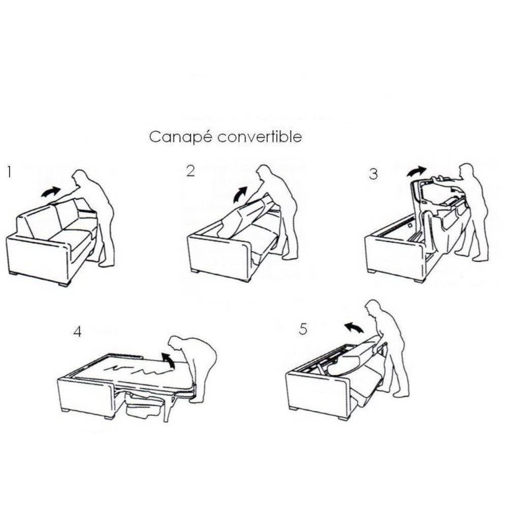 Canapé convertible EXPRESS COMODO sommier lattes 140 cm matelas 20 cm tissu bouclettes loop beige