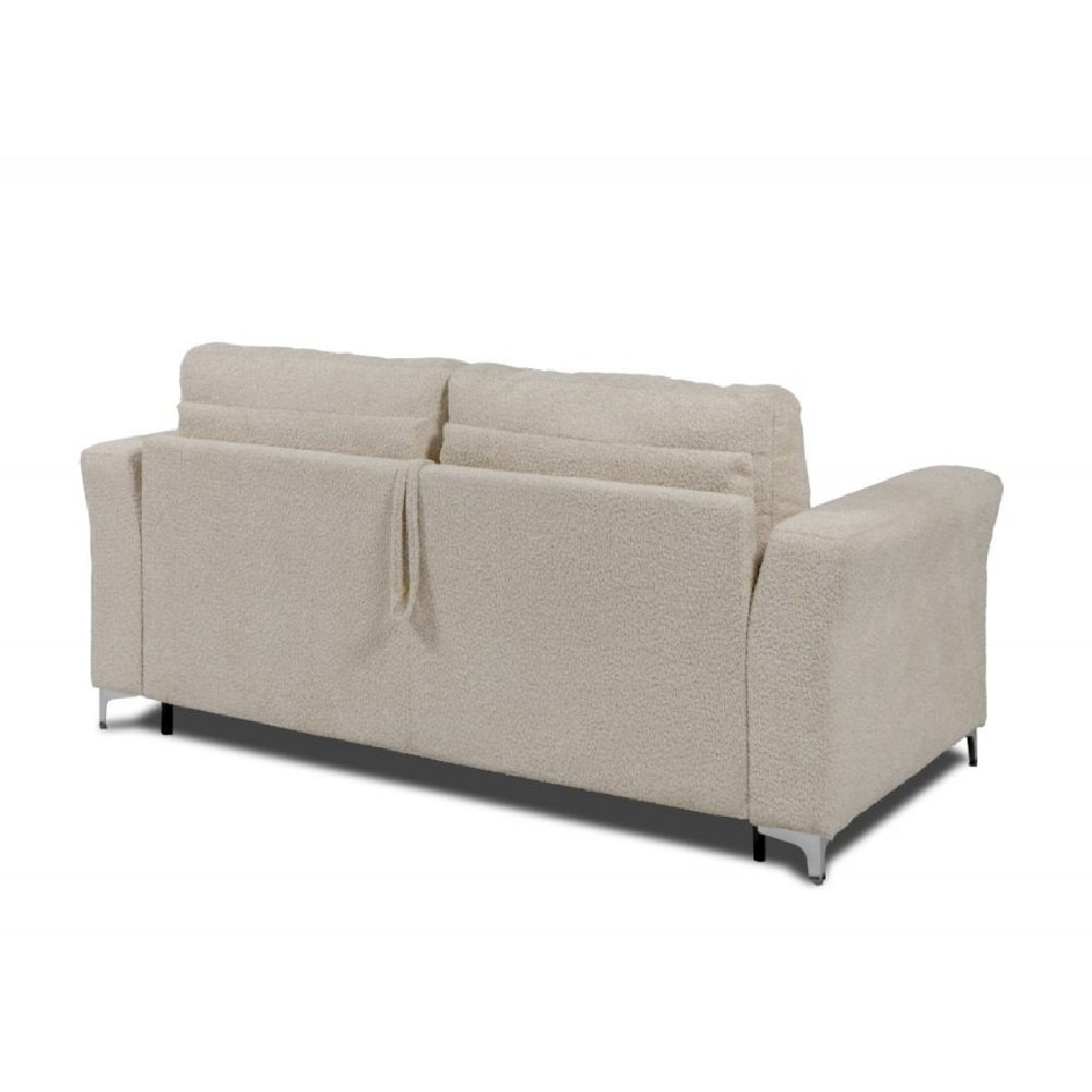 Canapé convertible EXPRESS COMODO sommier lattes 140 cm matelas 20 cm tissu bouclettes loop beige